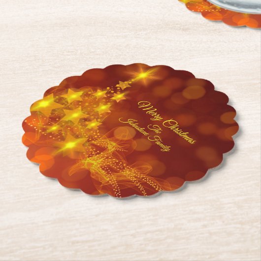 一致するセット金ゴールド星ツリー変更名 ペーパーコースター (アングル)