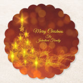 一致するセット金ゴールド星ツリー変更名 ペーパーコースター (正面)