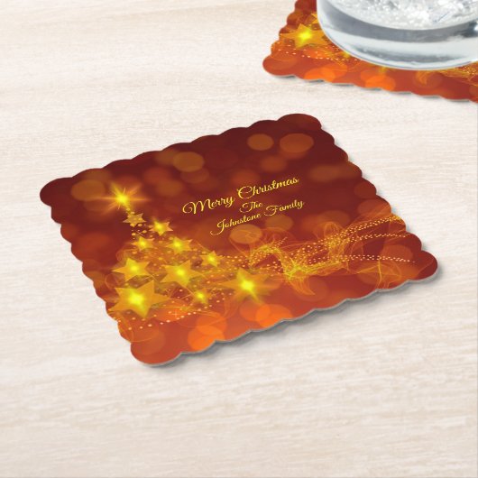 一致するセット金ゴールド星ツリー変更名 ペーパーコースター (アングル)