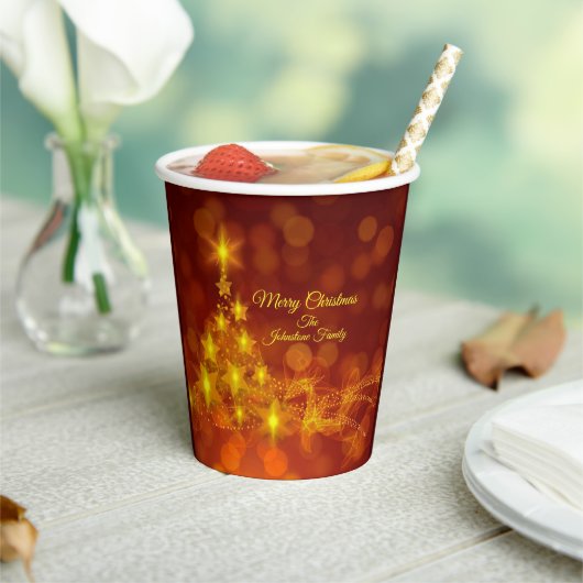 一致するセット金ゴールド星ツリー変更名 紙コップ (インサイチュ)