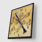 一致するフカラフルレームを持つClarinetデザイン スクエア壁時計 (傾斜)