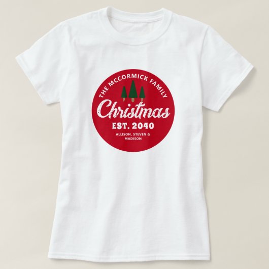 一致するレトロヴィンテージクリスマスファミリー名 Tシャツ (デザイン正面)