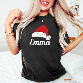 一致する家族クリスマスサンタハット名 Tシャツ