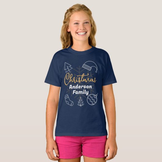一致する家族名服クリスマス Tシャツ (正面フル)