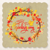 一致する感謝祭の秋の葉色を丸めた ペーパーコースター (正面)