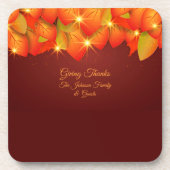 一致する感謝祭オレンジの葉の名前懸命+コルク コースター (正面)