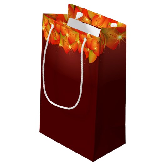 一致する感謝祭オレンジの葉の名前Year Small スモールペーパーバッグ (裏面アングル)