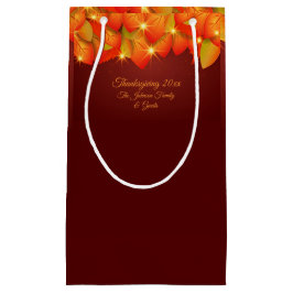 一致する感謝祭オレンジの葉の名前Year Small スモールペーパーバッグ