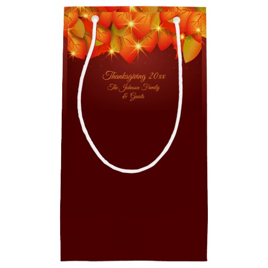 一致する感謝祭オレンジの葉の名前Year Small スモールペーパーバッグ (正面)