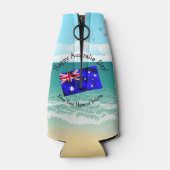 一致する文字の編集オーストラリアの日フラグビーチスタッビー ボトルクーラー (裏面)