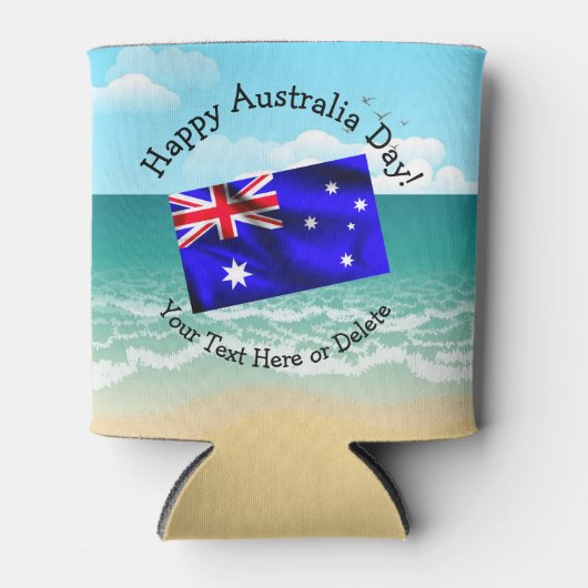一致する文字の編集オーストラリアの日フラグビーチスタッビー 缶クーラー (正面)