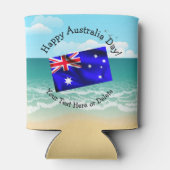 一致する文字の編集オーストラリアの日フラグビーチスタッビー 缶クーラー (裏面)