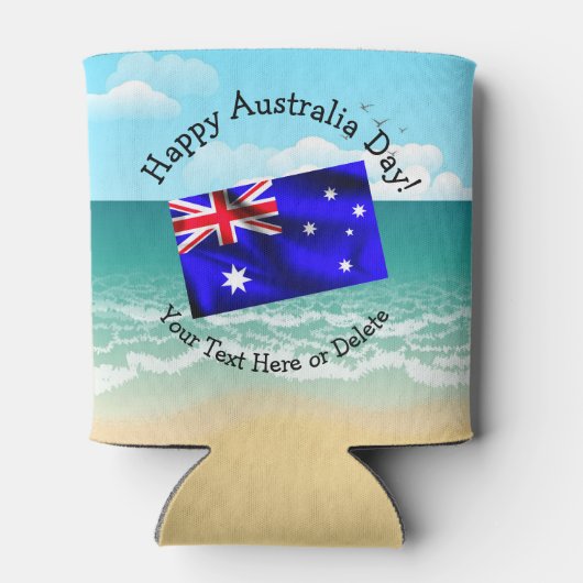 一致する文字の編集オーストラリアの日フラグビーチスタッビー 缶クーラー (裏面)