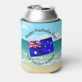 一致する文字の編集オーストラリアの日フラグビーチスタッビー 缶クーラー (缶裏面)