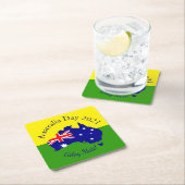 一致する文字の編集オーストラリアの日 スクエアペーパーコースター (インサイチュ)