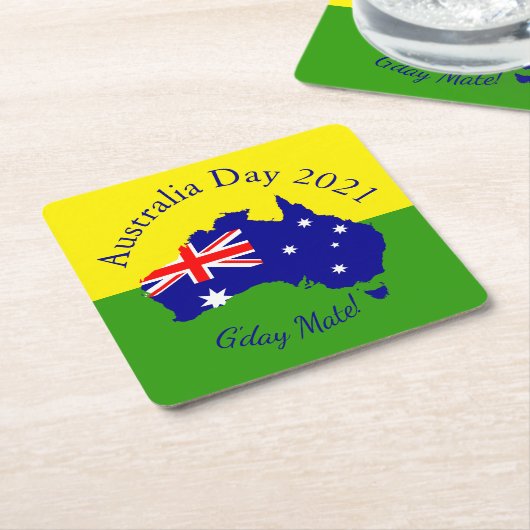 一致する文字の編集オーストラリアの日 スクエアペーパーコースター (アングル)