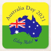 一致する文字の編集オーストラリアの日 スクエアペーパーコースター (正面)