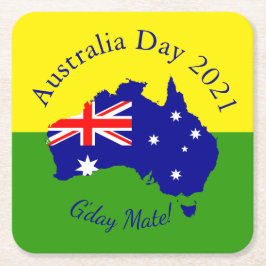 一致する文字の編集オーストラリアの日 スクエアペーパーコースター