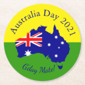 一致する文字の編集オーストラリアの日 ラウンドペーパーコースター (正面)