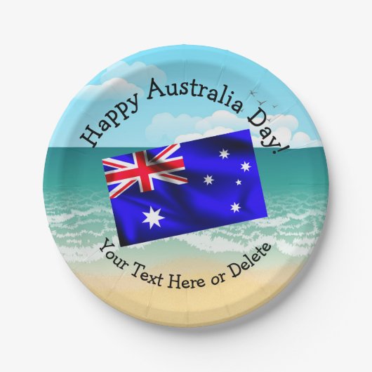 一致する文字の編集Australia Day Flagビーチ7" ペーパープレート (正面)