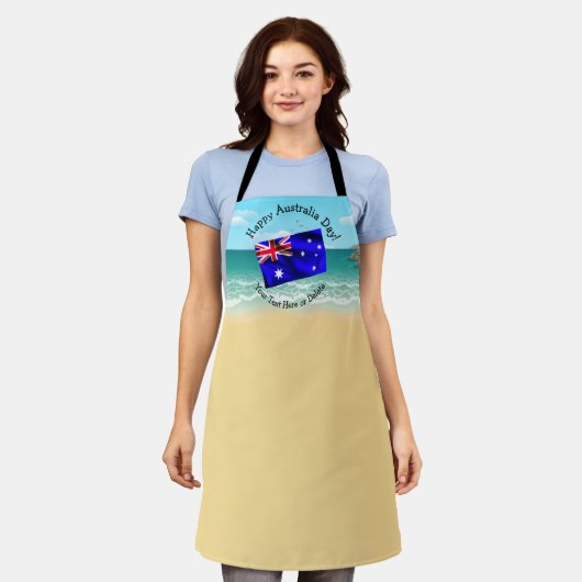 一致する文字の編集Australia Day Flagビーチ エプロン (着用した状態)