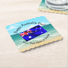 一致する文字の編集Australia Day Flagビーチ ペーパーコースター