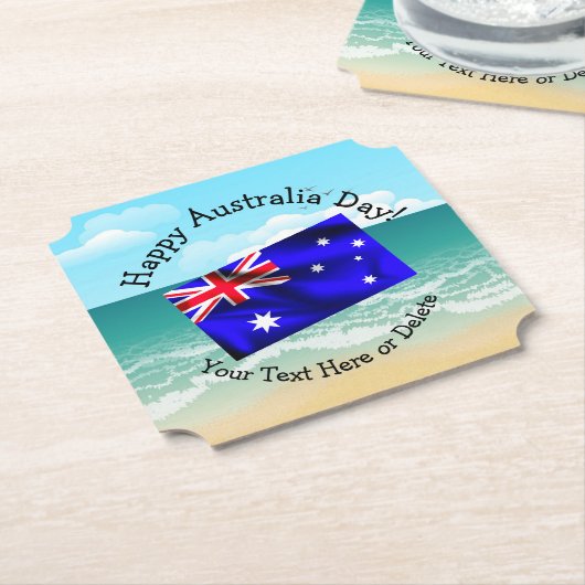 一致する文字の編集Australia Day Flagビーチ ペーパーコースター (アングル)