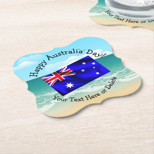 一致する文字の編集Australia Day Flagビーチ ペーパーコースター (アングル)