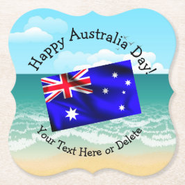 一致する文字の編集Australia Day Flagビーチ ペーパーコースター