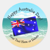 一致する文字の編集Australia Day Flagビーチ ラウンドシール (正面)