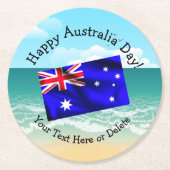 一致する文字の編集Australia Day Flagビーチ ラウンドペーパーコースター (正面)