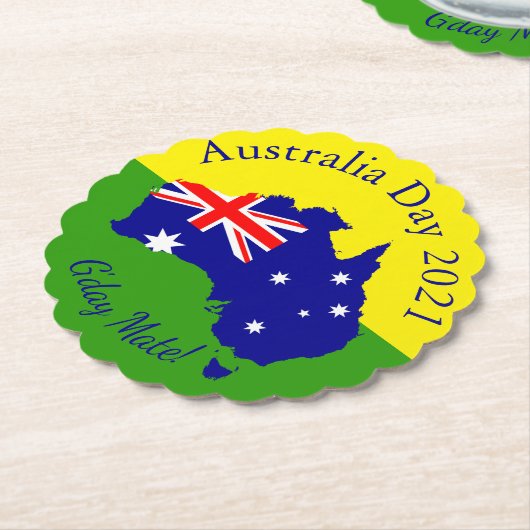 一致する文字の編集Australia Day Round ペーパーコースター (アングル)