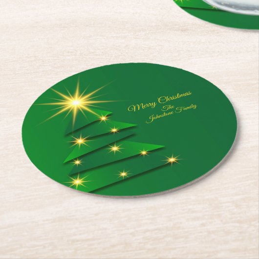 一致する緑のツリー変更名 ラウンドペーパーコースター (アングル)
