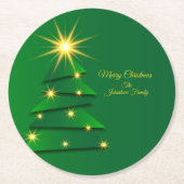 一致する緑のツリー変更名 ラウンドペーパーコースター (正面)