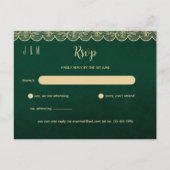 一致するInvのグリーン金ゴールドレース結婚式RSVP ポストカード (正面)