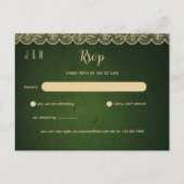 一致するInvのグリーン金ゴールドレース結婚式RSVP ポストカード (正面)