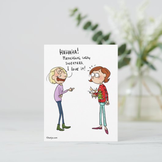 一致の醜いセーターの郵便はがき ポストカード (スタンド正面)