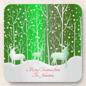 一致セットホワイトトナカイ編集名懸命+ cork コースター (正面)