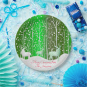 一致セット白トナカイ編集名グリーン9" ペーパープレート (パーティー)