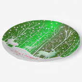 一致セット白トナカイ編集名グリーン9" ペーパープレート (アングル)