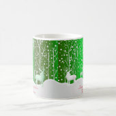一致セット白トナカイ編集名（緑） コーヒーマグカップ (中央)