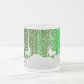 一致セット白トナカイ編集名（緑） フロストグラスマグカップ (中央)