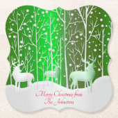 一致セット白トナカイ編集名（緑） ペーパーコースター (正面)