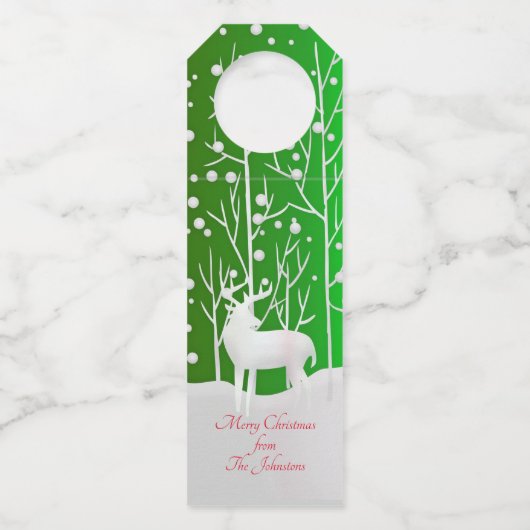 一致セット白トナカイ編集名（緑） ボトルネックタグ (正面)