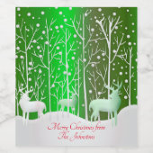 一致セット白トナカイ編集名（緑） ワインラベル (シングルラベル)