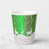 一致セット白トナカイ編集名(緑) 紙コップ (正面)