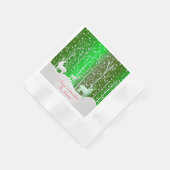 一致セット白トナカイ編集名（緑） 縁ありカクテルナプキン (角)