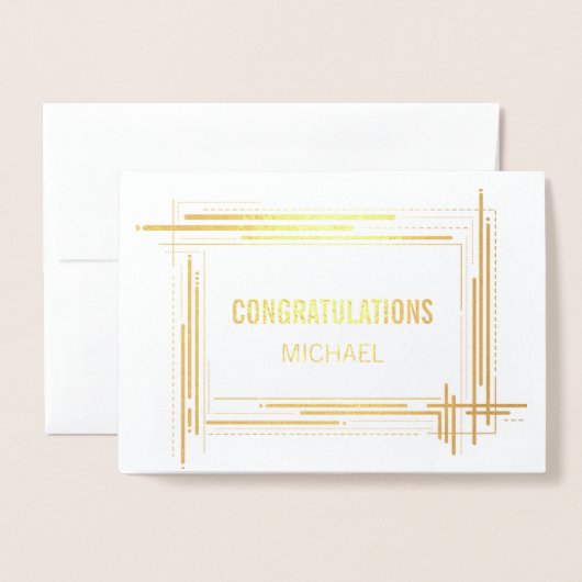 一般おめでとうモダントレンディー 箔カード (封筒付き正面)