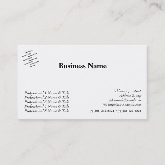 一般アポイントメント名刺 予約カード (正面)