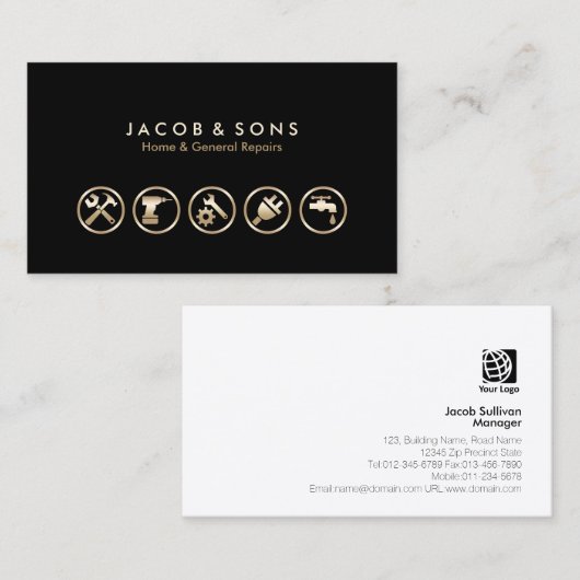 一般修復金ゴールドアイコン名刺 名刺 (正面/裏面)